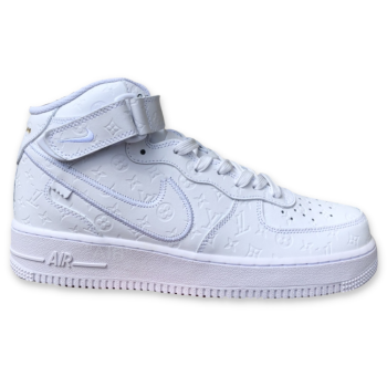 LOUIS VUITTON X NIKE AIR FORCE 1 HIGH TRIPLE WHITE SNEAKERS