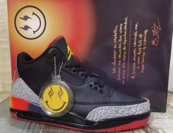 J BALVIN x NIKE AIR JORDAN 3 RIO BLACK SOLAR FLARE RIO TOTAL CRIMSON ABYSS