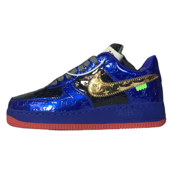 LOUIS VUITTON X NIKE AIR FORCE 1 LOW RETRO BLUE GOLD SWOOSH