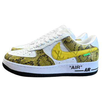 LOUIS VUITTON X NIKE AIR FORCE 1 LOW RETRO SNAKE YELLOW SWOOSH
