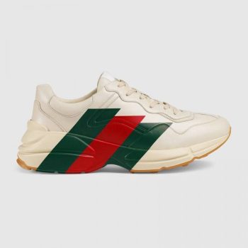 GUCCI 2019 RHYTON WEB PRINT LEATHER SNEAKER
