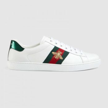 GUCCI 2019 EMBROIDERED SNAKE SNEAKER WHITE