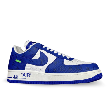 LOUIS VUITTON X NIKE AIR FORCE 1 LOW WHITE BLUE SNEAKERS