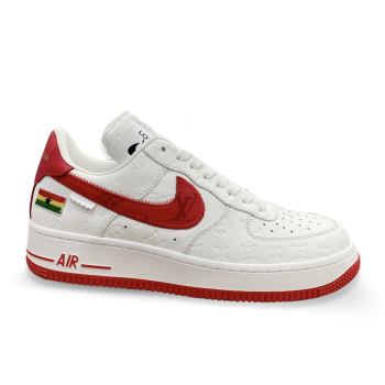 LOUIS VUITTON X NIKE AIR FORCE 1 LOW RED WHITE SNEAKERS