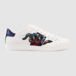 GUCCI 2019 EMBROIDERED SNAKE SNEAKER WHITE