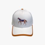 HERMES CANVAS BASEBALL CAP HORSE HAT WHITE