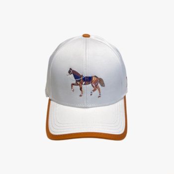 HERMES CANVAS BASEBALL CAP HORSE HAT WHITE