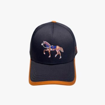 HERMES CANVAS BASEBALL CAP HORSE HAT BLACK