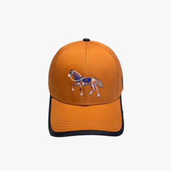 HERMES CANVAS BASEBALL CAP HORSE HAT ORANGE